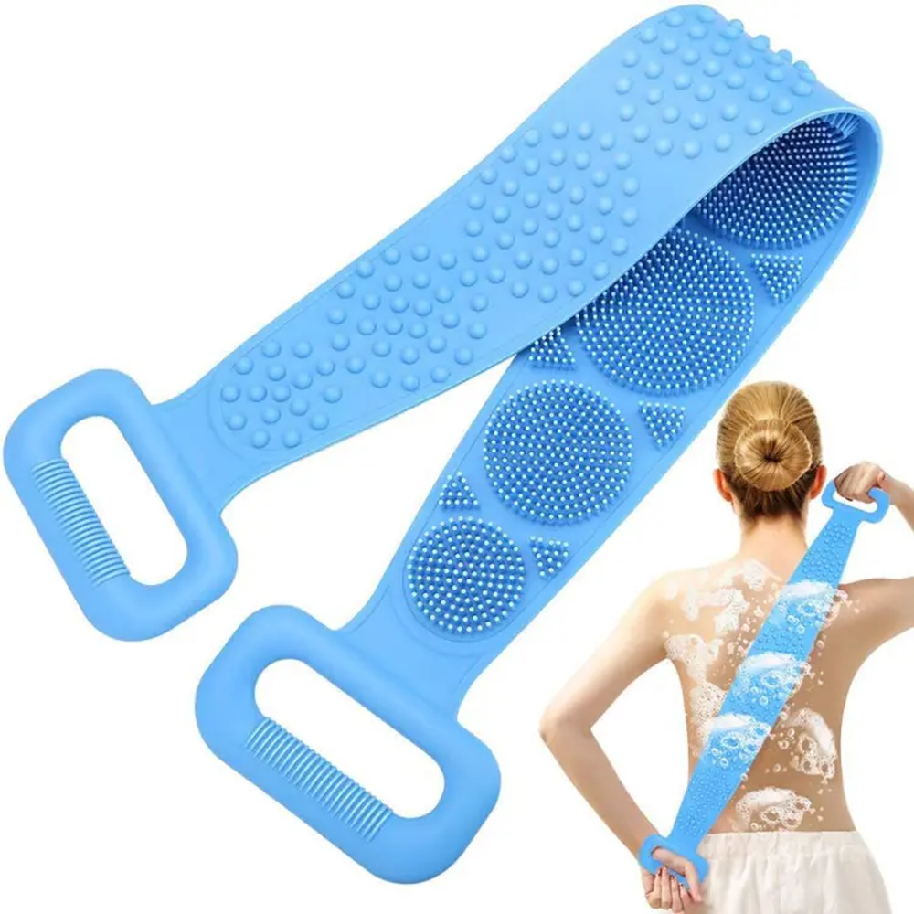 Silicone Bath Body Brush Shower Massager Exfoliating Back Scrubber - Blue