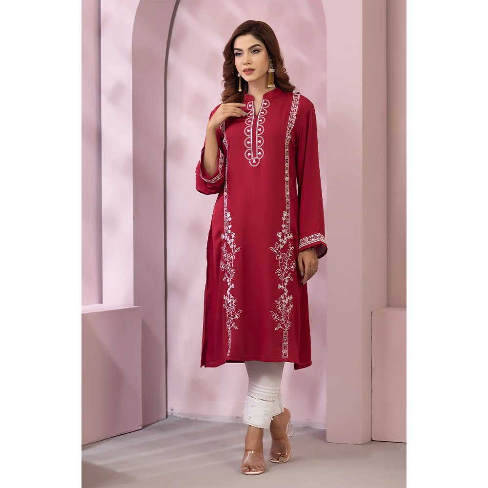 Cherry Georgette Kurti for Women Maroon - Red - 0223-000138