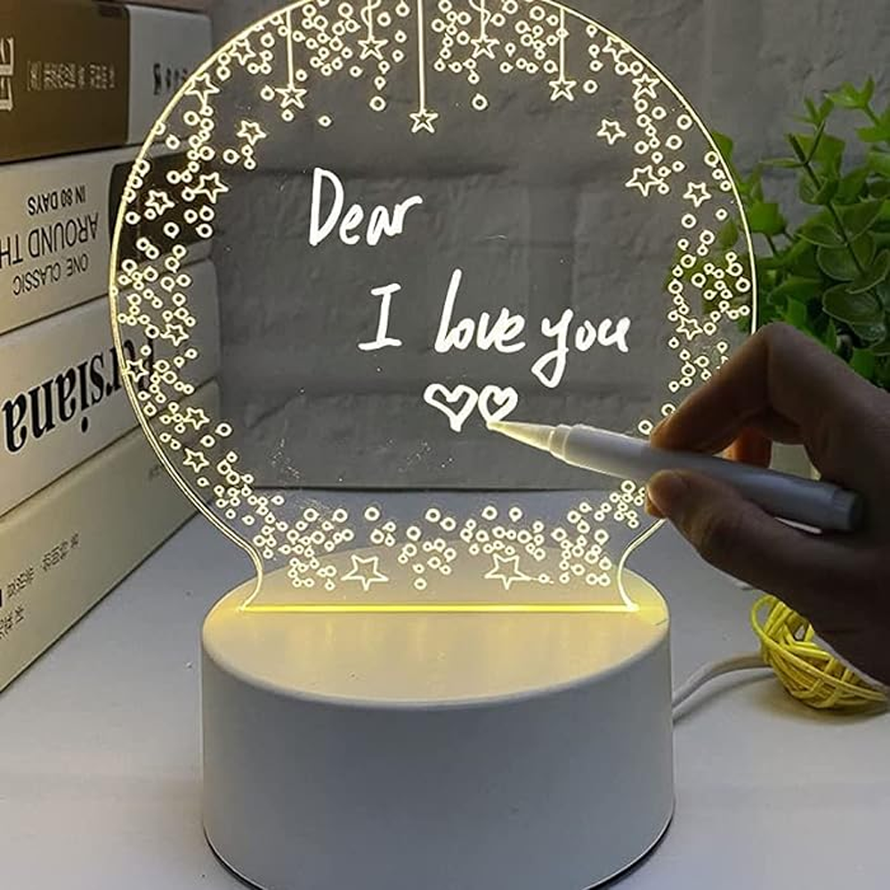 LED Luminous Message Board Night Light Desk Lamp - Transparent