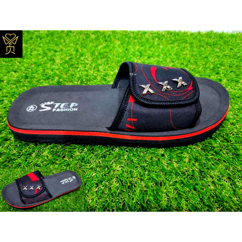 Rubber Slides Slipper Sandal For Men - Black and Red - US