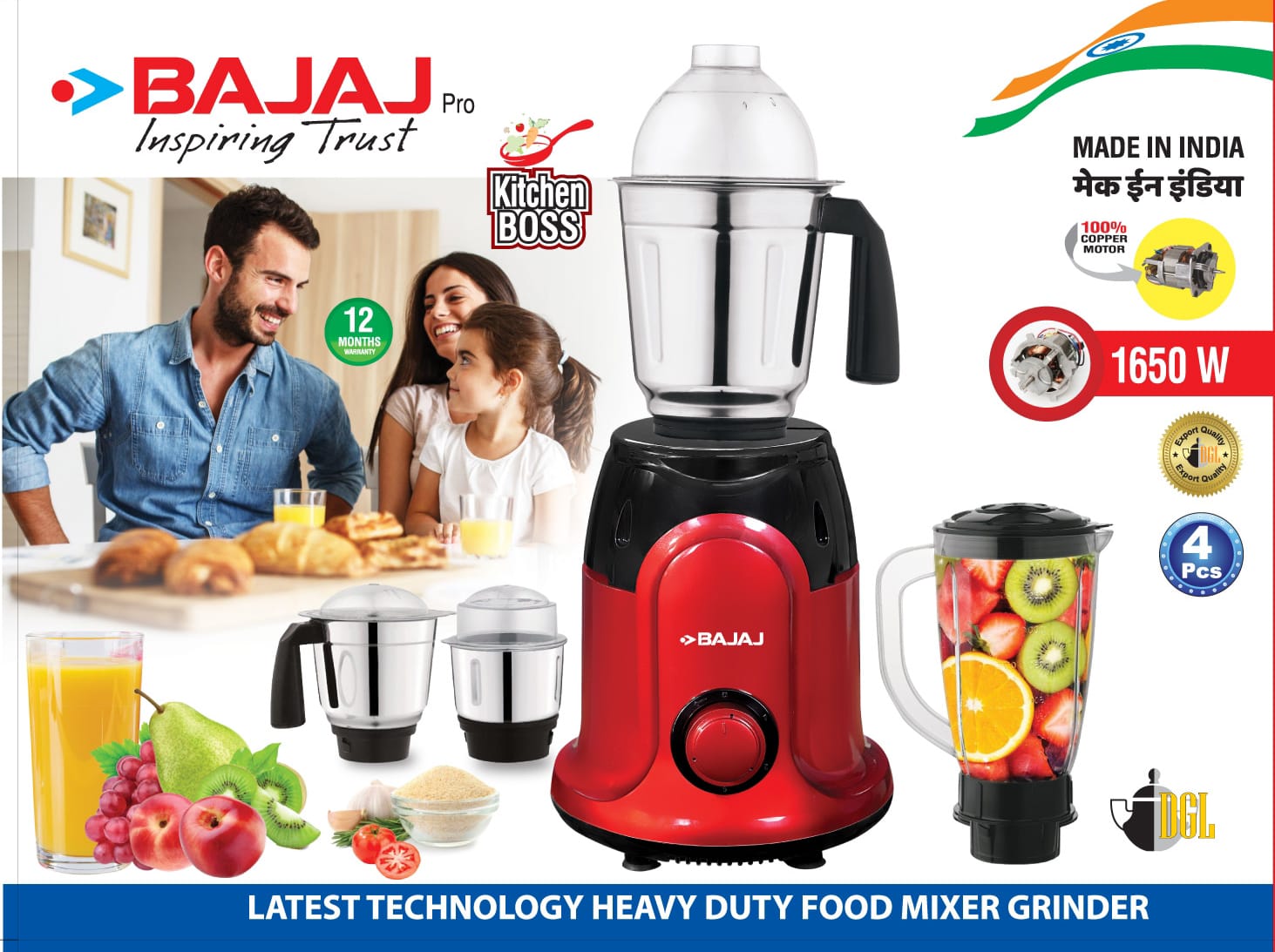 Bajaj Kitchen Boss 4 in 1 Mixer Blender-1650