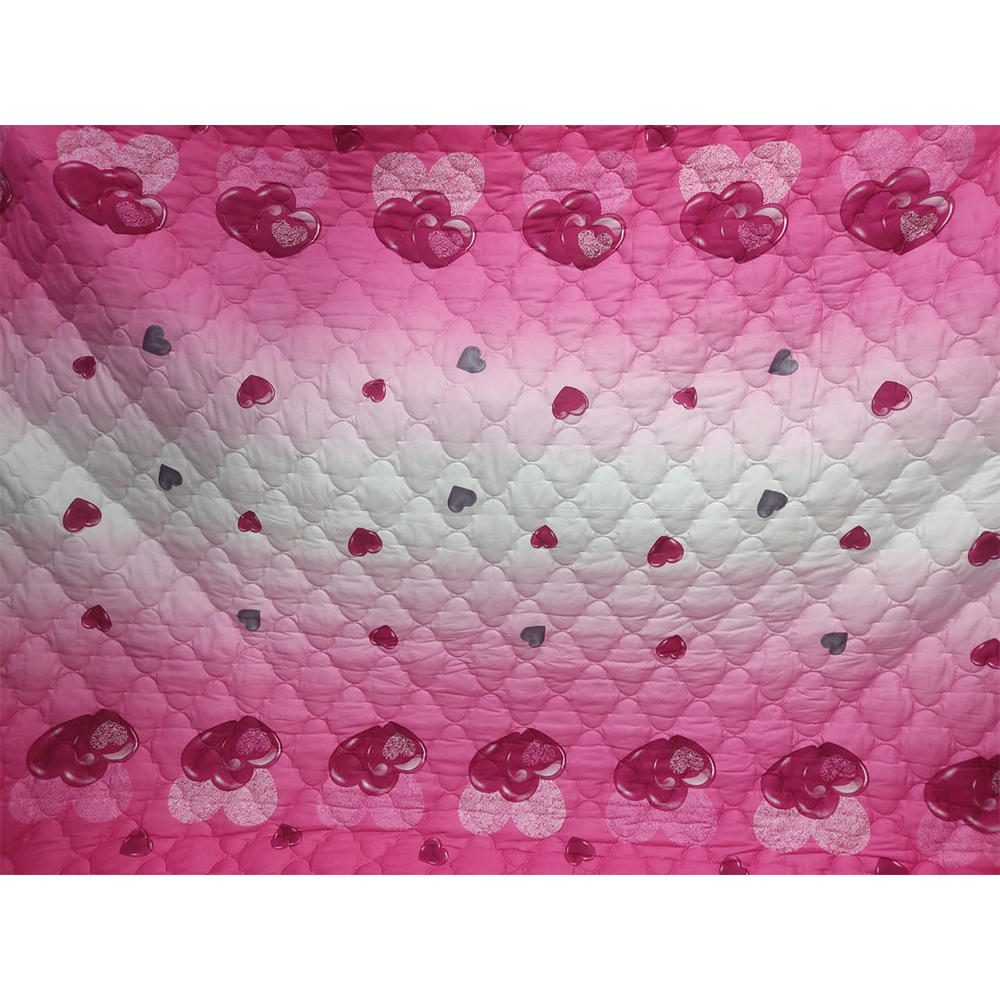 Twill Cotton King Size AC Katha - White and Pink - KT-12