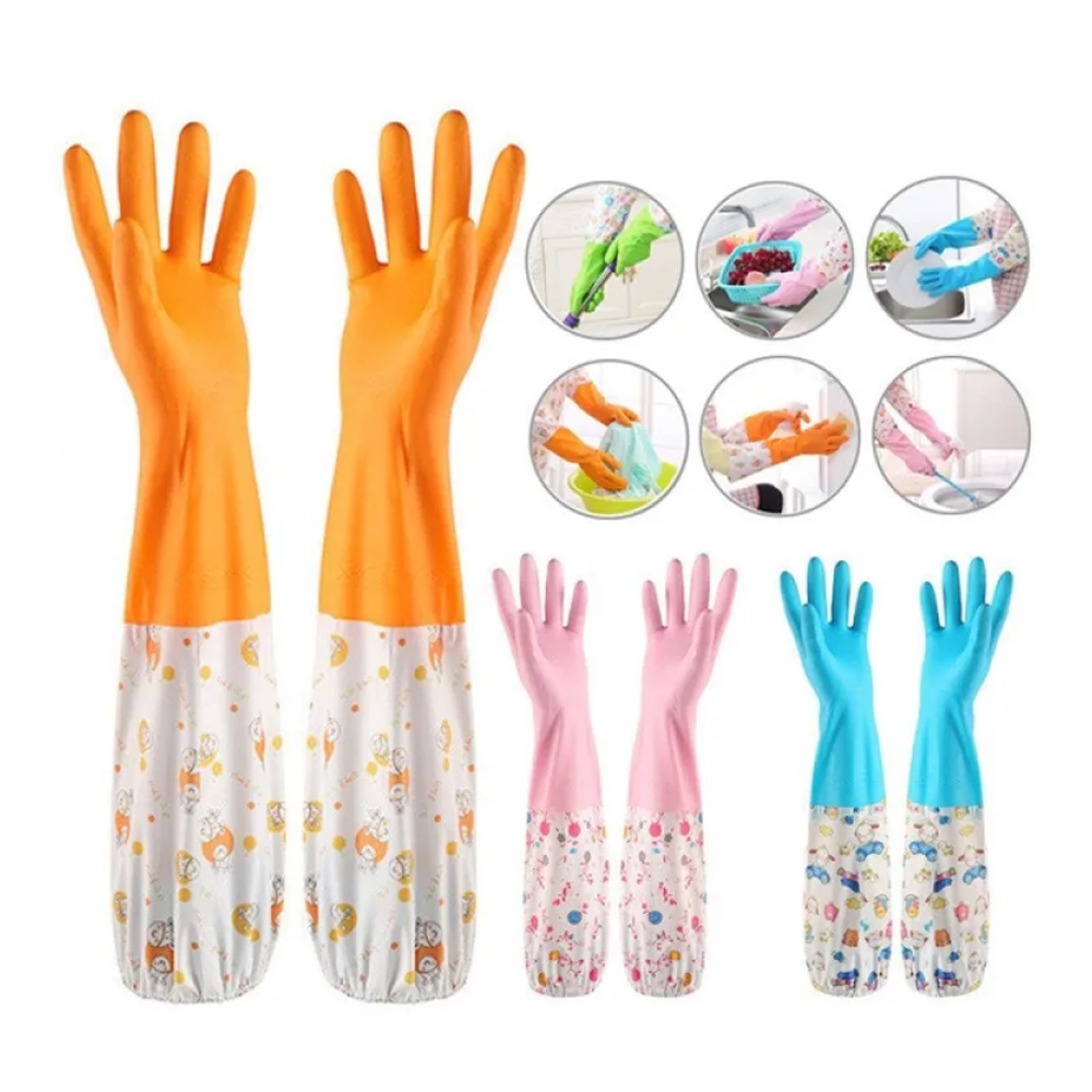 Silicone Dish Washing Kitchen Hand Gloves - Multicolor