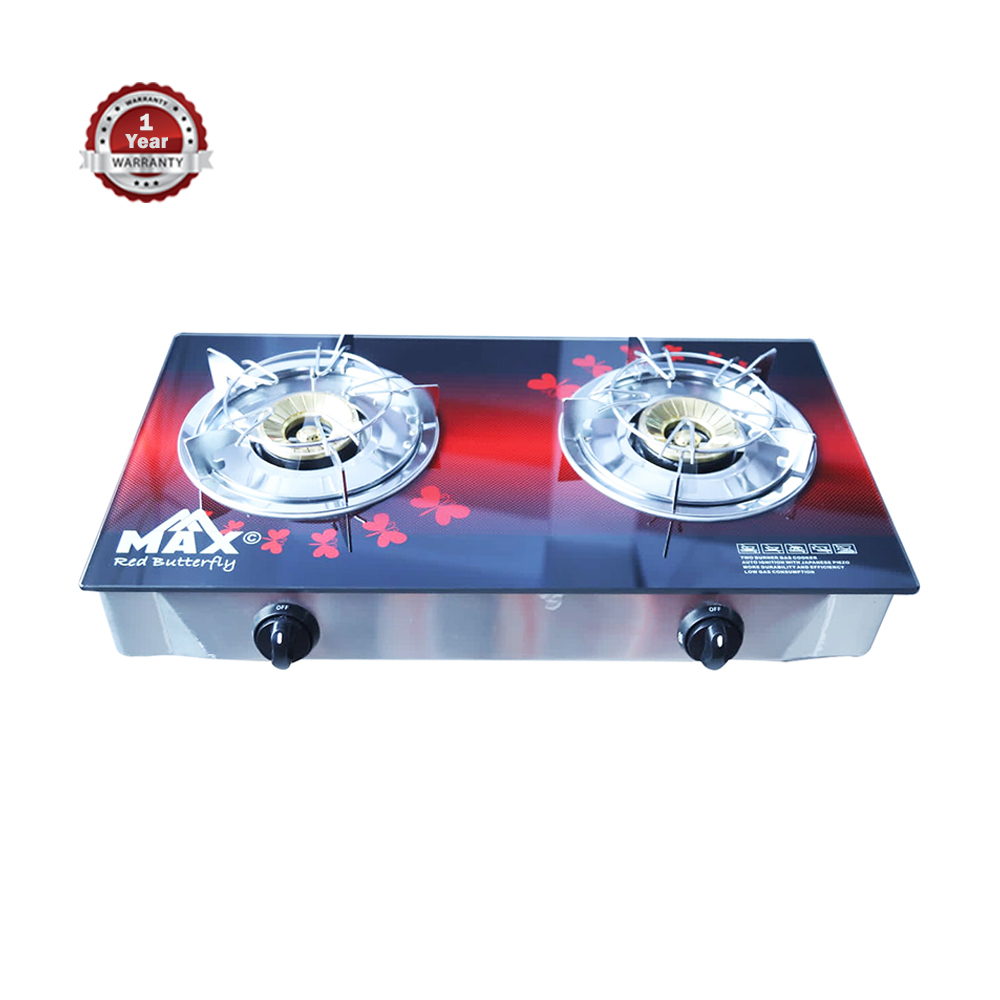 MAX MX-403 Red Butterfly Double Burner Gas Stove