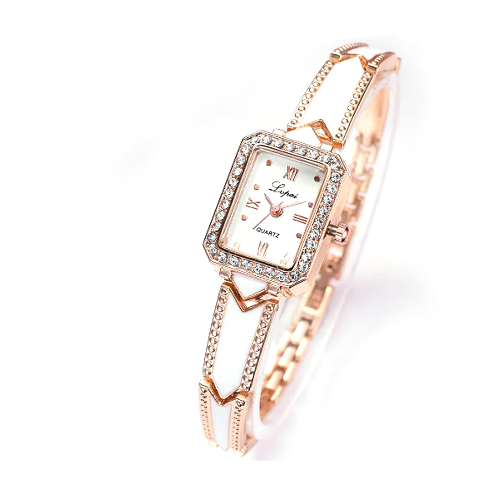 Fashion Elegant Roman Style Diamond Watch for Women - Rose Gold