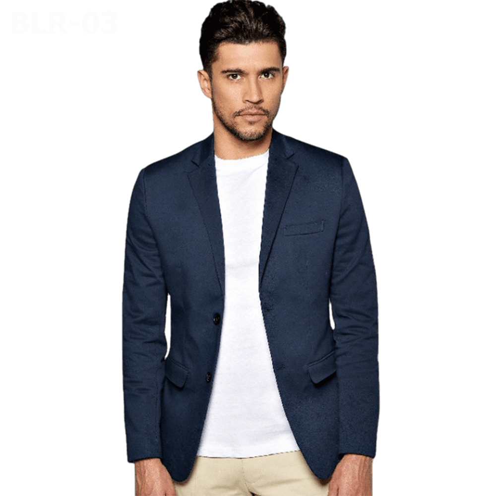 Synthetic Casual Blazer For Men - Navy Blue - BLR-03