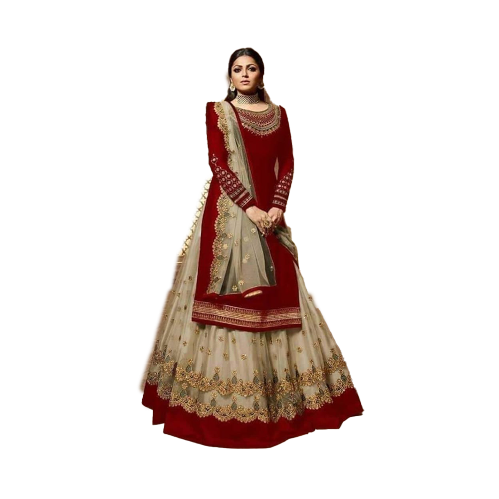 Semi Stitched Embroidery Work Sarara Dress For Women