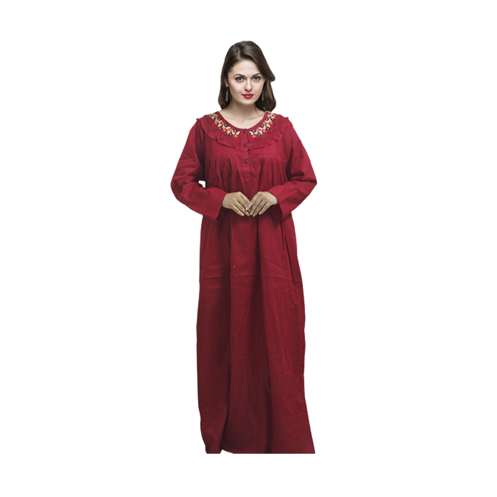 Cotton Full Sleeve Maxi For Women - MX-04 - Maroon