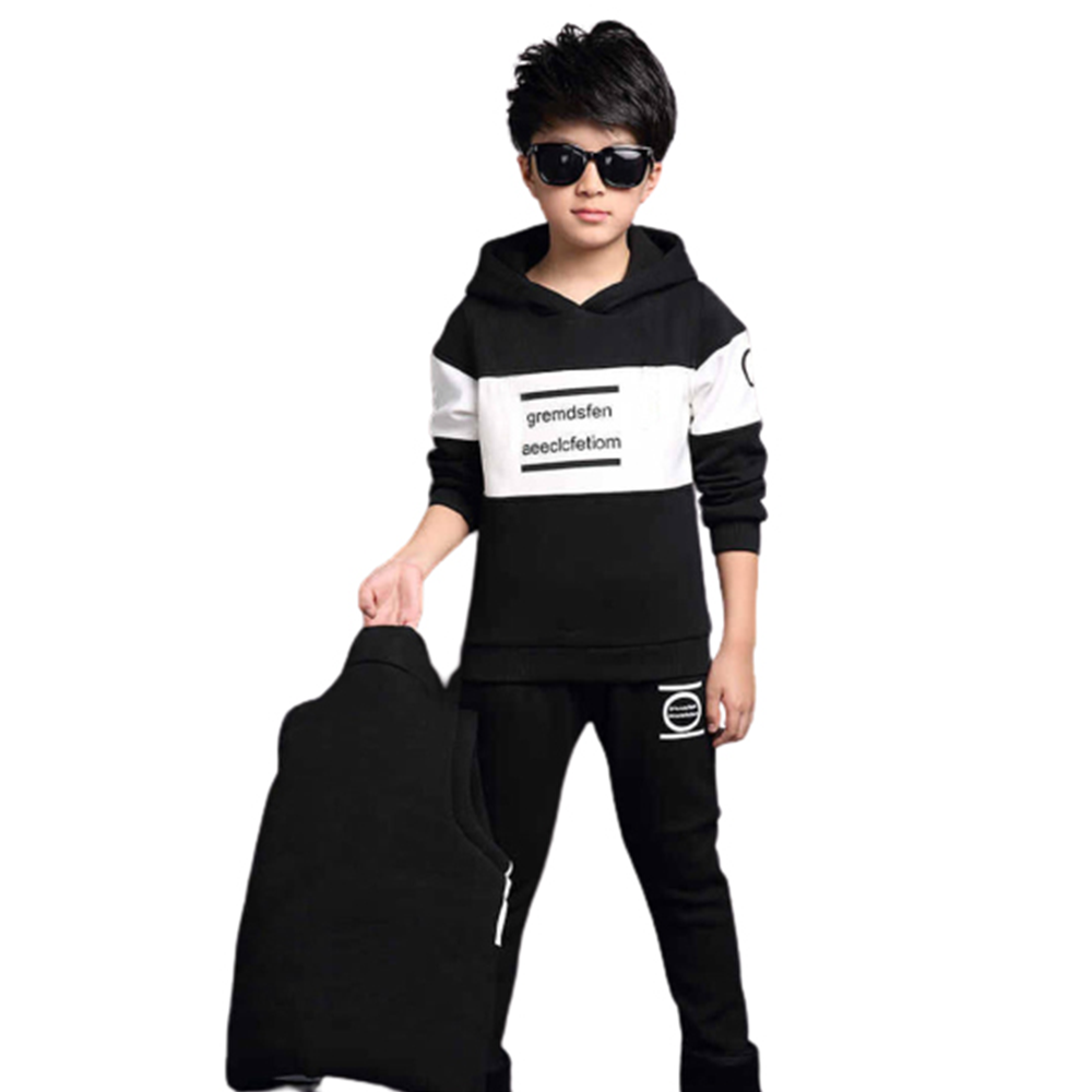 Cotton Winter Hoodie For Kids - Black and White - BN-08