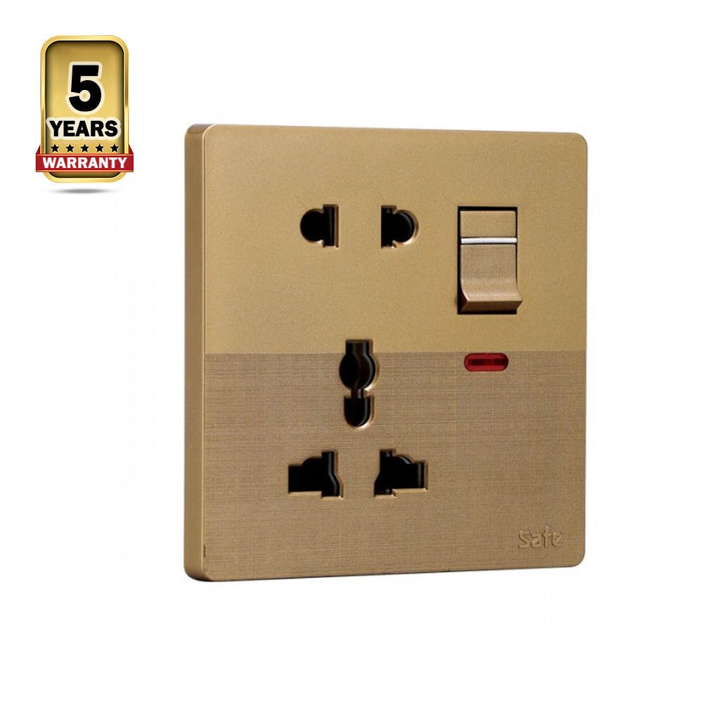 Walton 5 Pin Socket with Switch - Golden