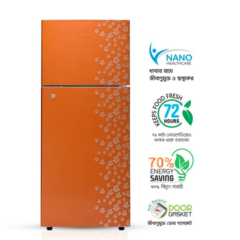 Jamuna JRUES624900 Refrigerator Glossy Shining Orange Flower 249 Liter