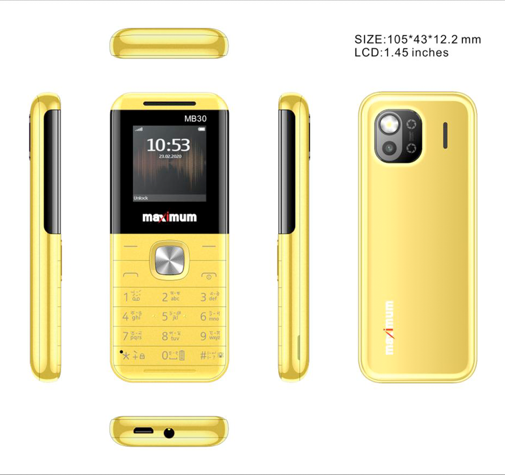 Maximum MB30 Feature Phone 1 44 Inch Yellow