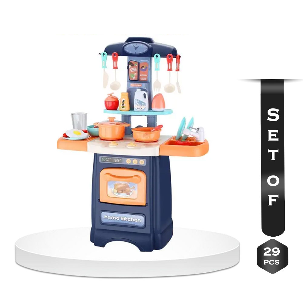 Set of 29 Pcs Kitchen Pretend Play Toys for Girls - Orange - fashion_kitchen_889-177_blue