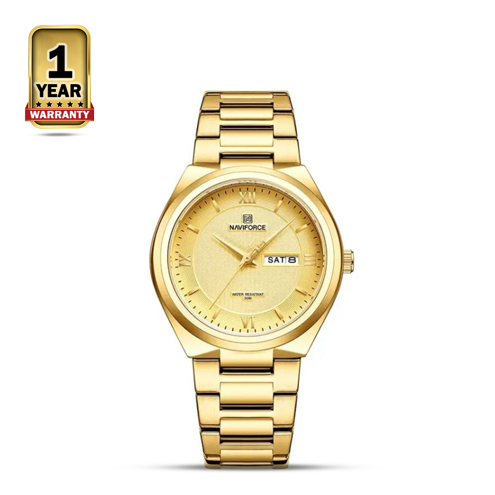 NAVIFORCE NF8030 Golden Stainless Steel Analog Watch For Men - Golden