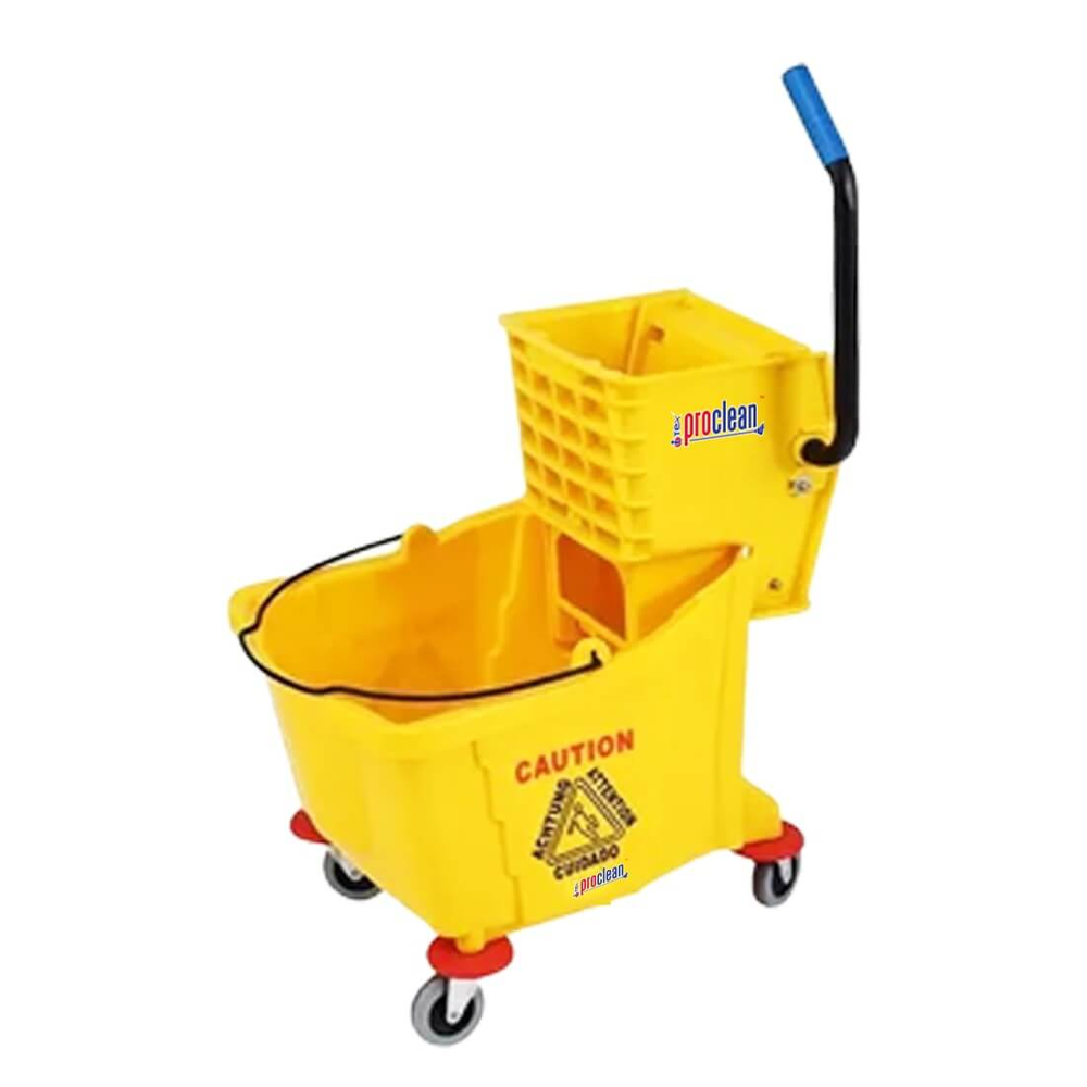 Single Mop Wringer Trolley - 20 Liter - Yellow - WT-1213