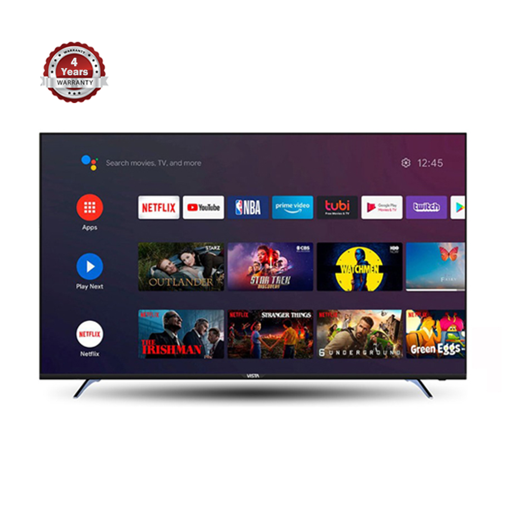 Vista 55'' Vf55uhdvc (Bl) 4k UHD Voice Command Bezel-less Android Led TV - Black