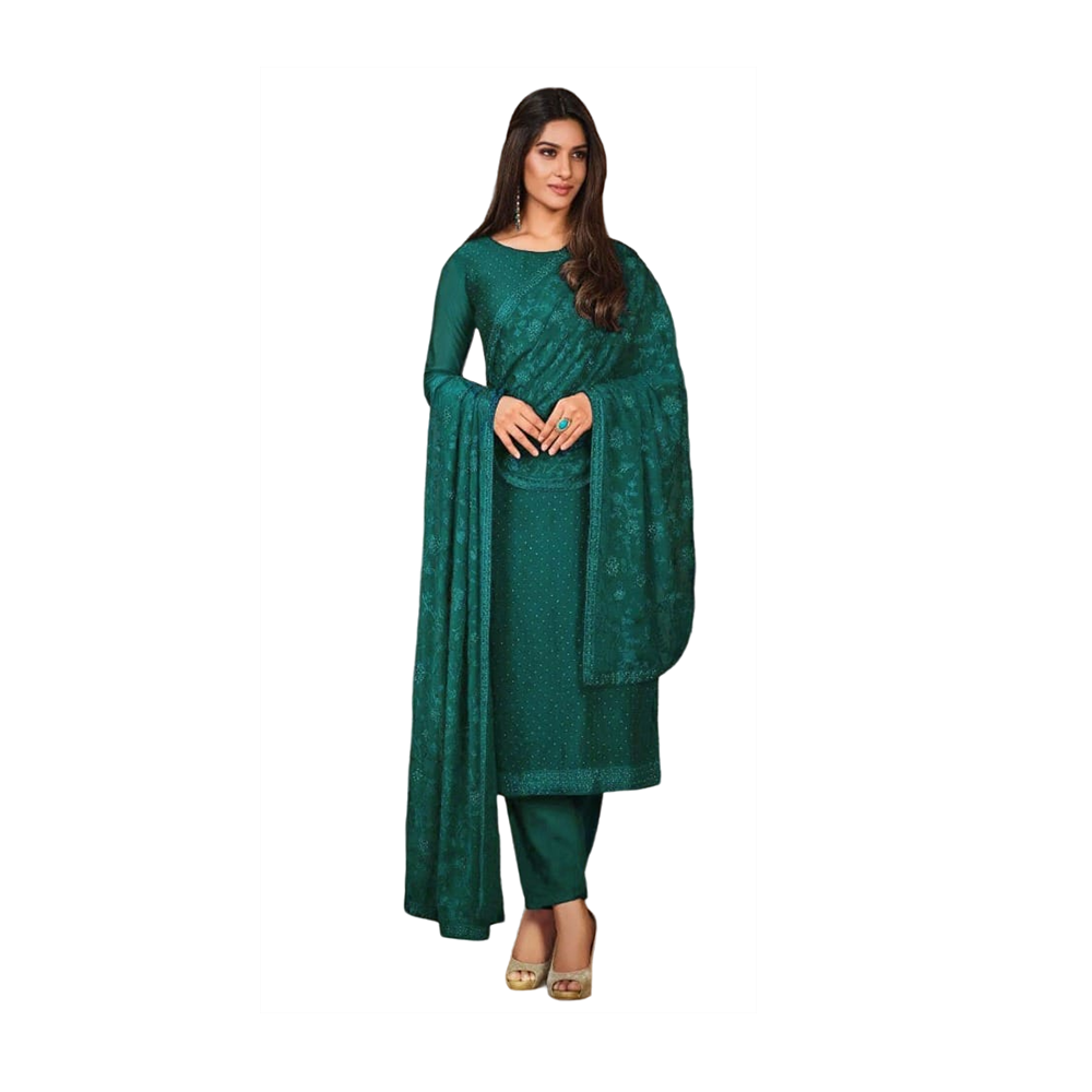 Pakistani Designed Gorgeous Party Wear - SK -317D - Sea Green