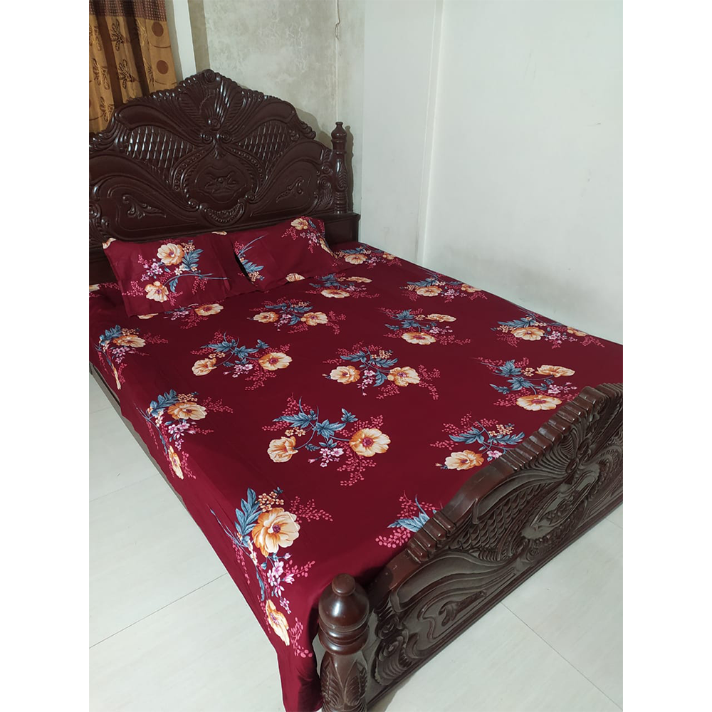 Twill Cotton King Size Double Bed Sheet - Multicolor - BT 10