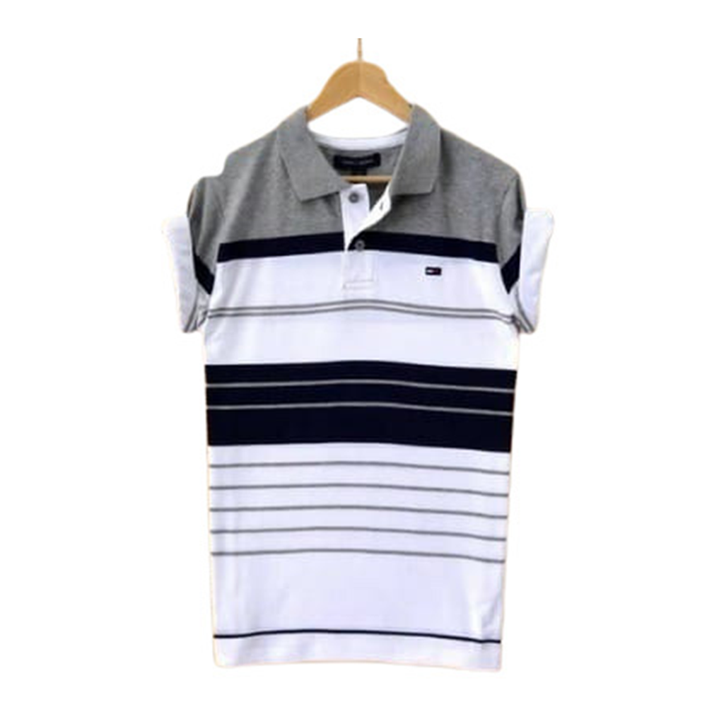 Cotton Half Sleeve Polo Shirt For Men - Multicolor - PT- 74