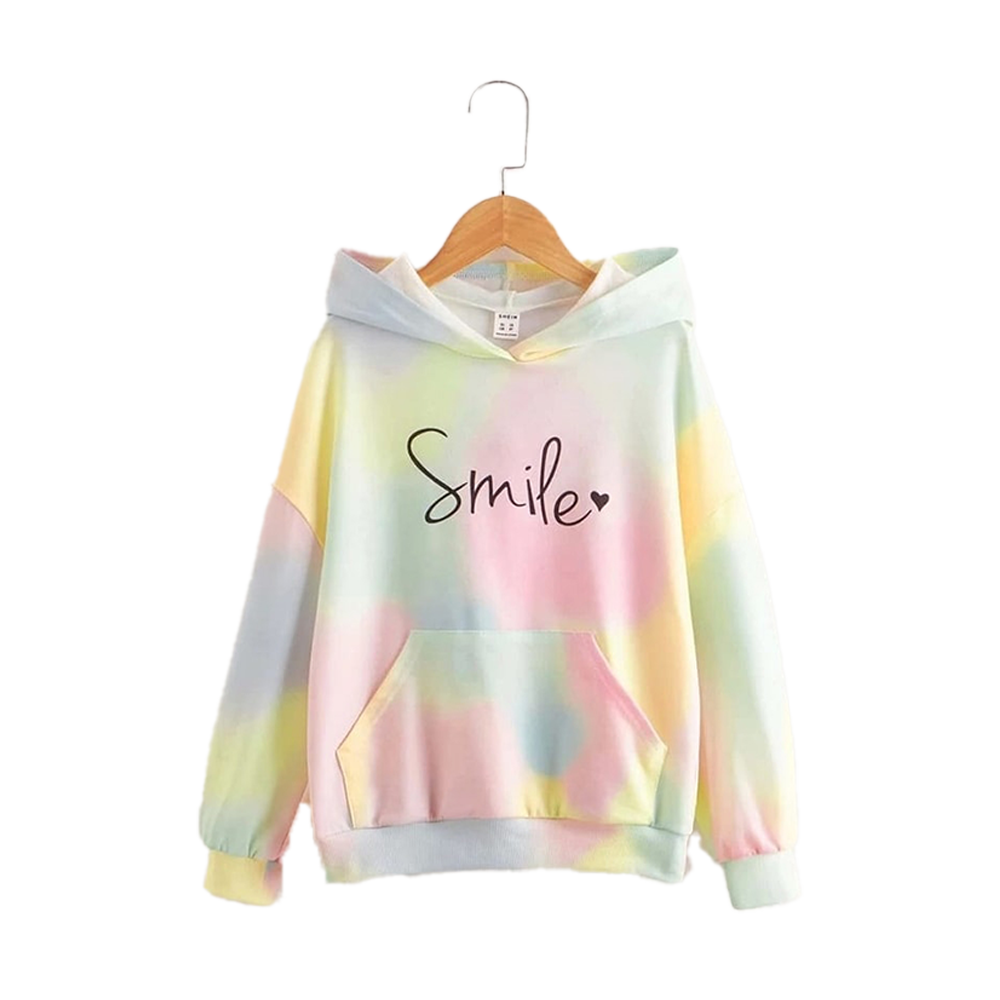  Pocket Drop Shoulder Rainbow Hoodie For Women - Multicolor