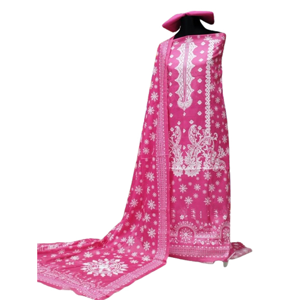 Unstitched Swiss Cotton Digital Printed Salwar Kameez For Women - Pink - 3A-T23