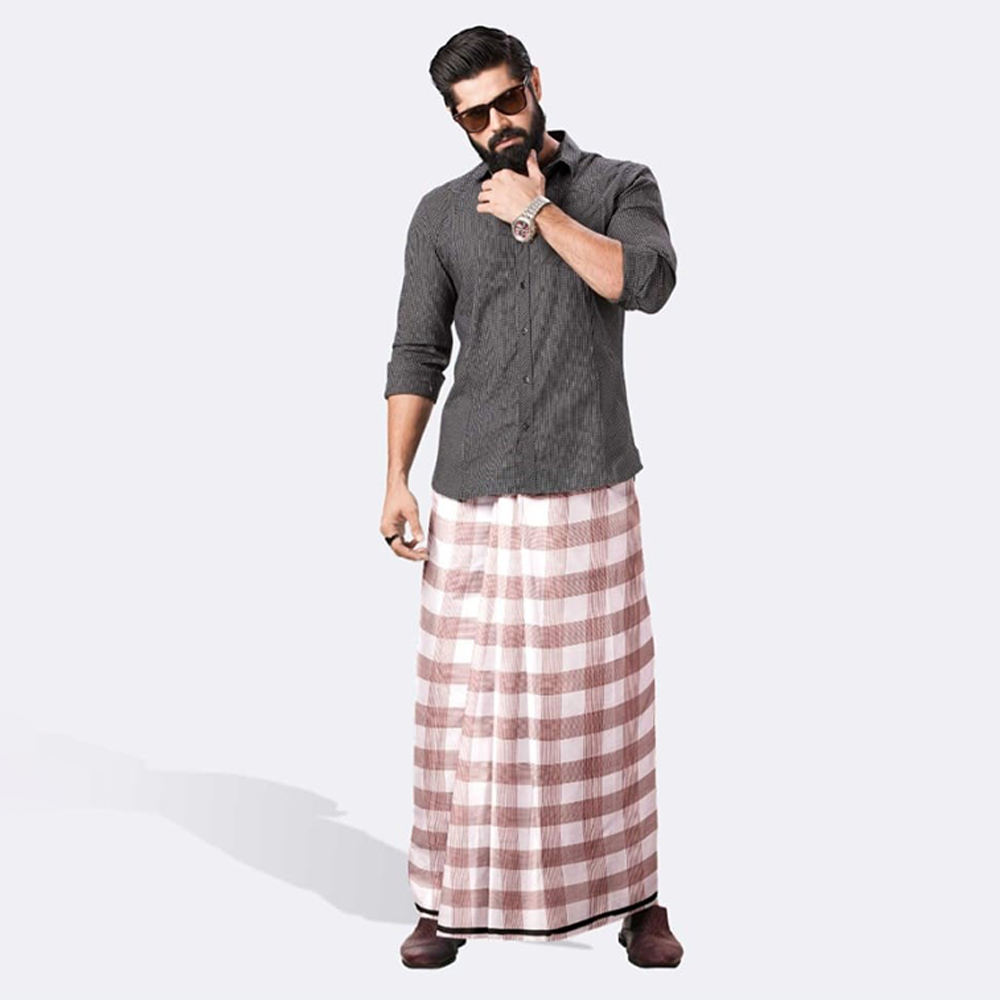 Cotton Checked Lungi for Men - Multicolor - FL-121