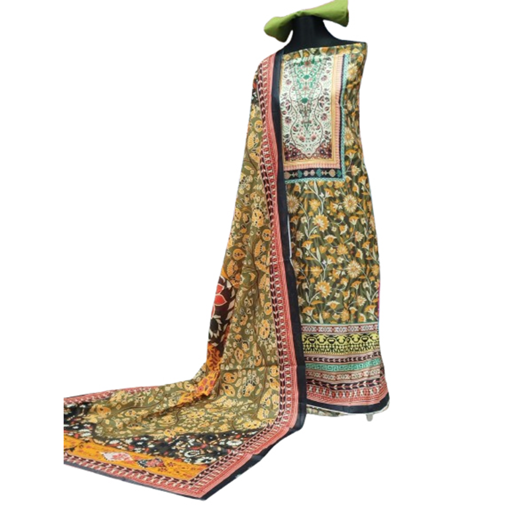 Unstitched Swiss Cotton Digital Printed Salwar Kameez For Women - Multicolor - 3A-T19