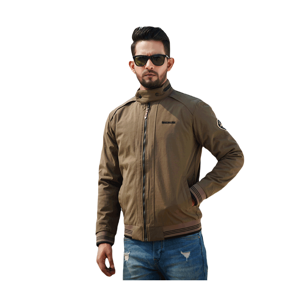 Microfiber Double Part Air Proof Jacket For Men - Khaki - JCK18