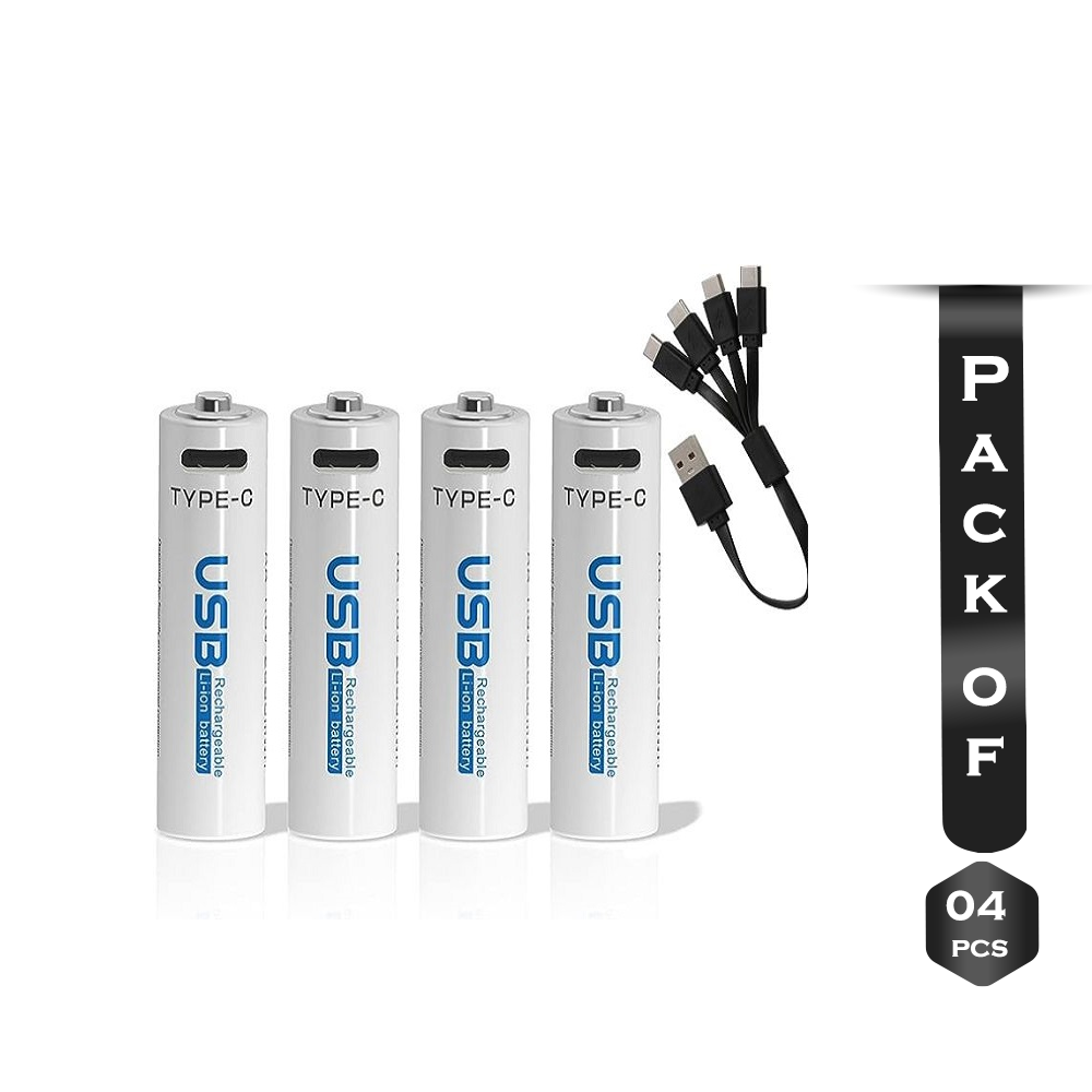 Pack of 4 Pcs AiVR USB Rechargeable Batteries - AA - 2550mAh