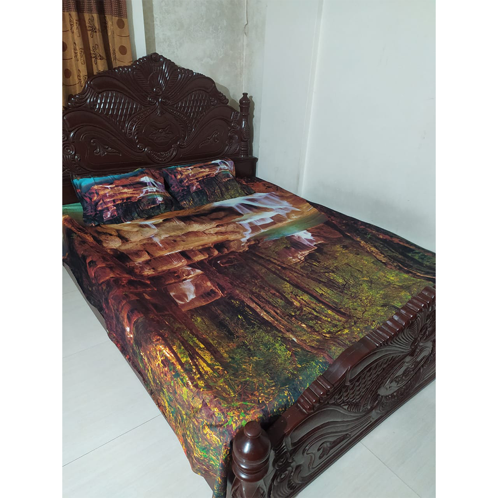 Twill Cotton King Size Double Bed Sheet - Multicolor - BT 06