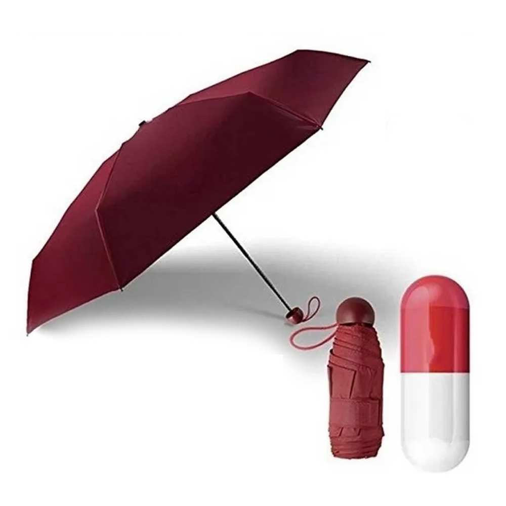 Nylon Travel Ultra Mini Capsule Umbrella - Maroon