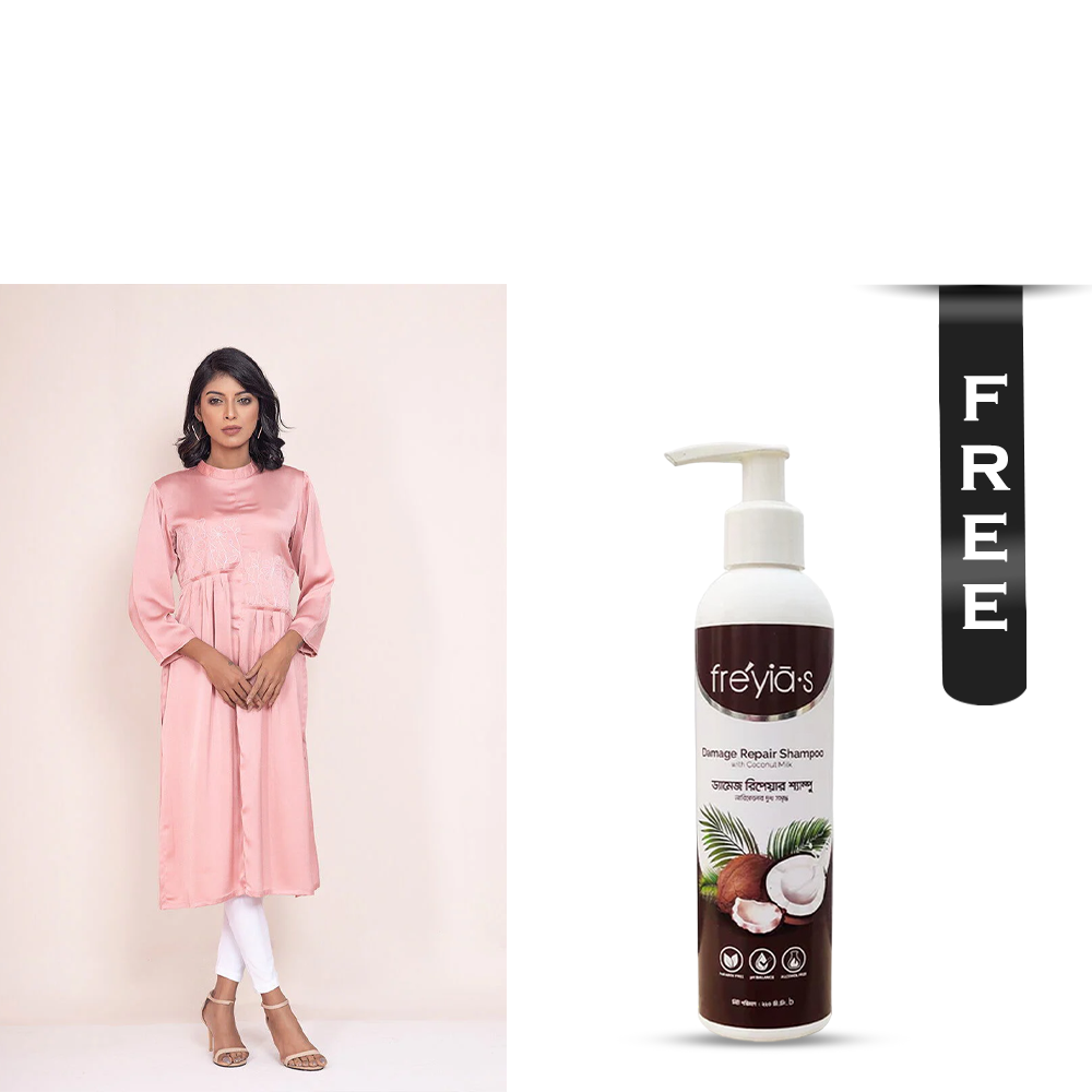 Buy Showstopper Crepe Silk Kurti for Women - 1 - Baby Pink and Get Freyias Damage Repair Shampoo with Coconut Milk - 220ml Free