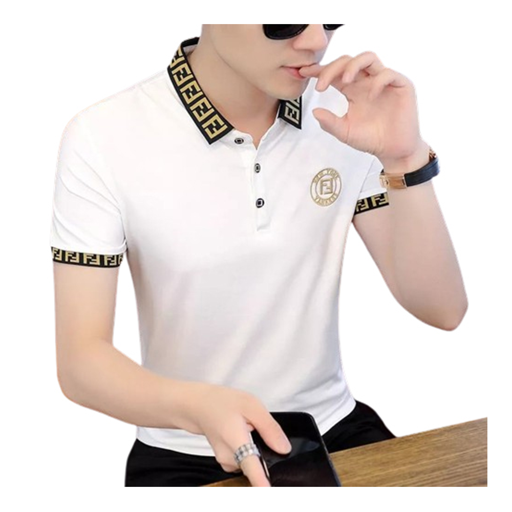 Cotton Half Sleeve Polo T-Shirt for Men - White - PT-M15 