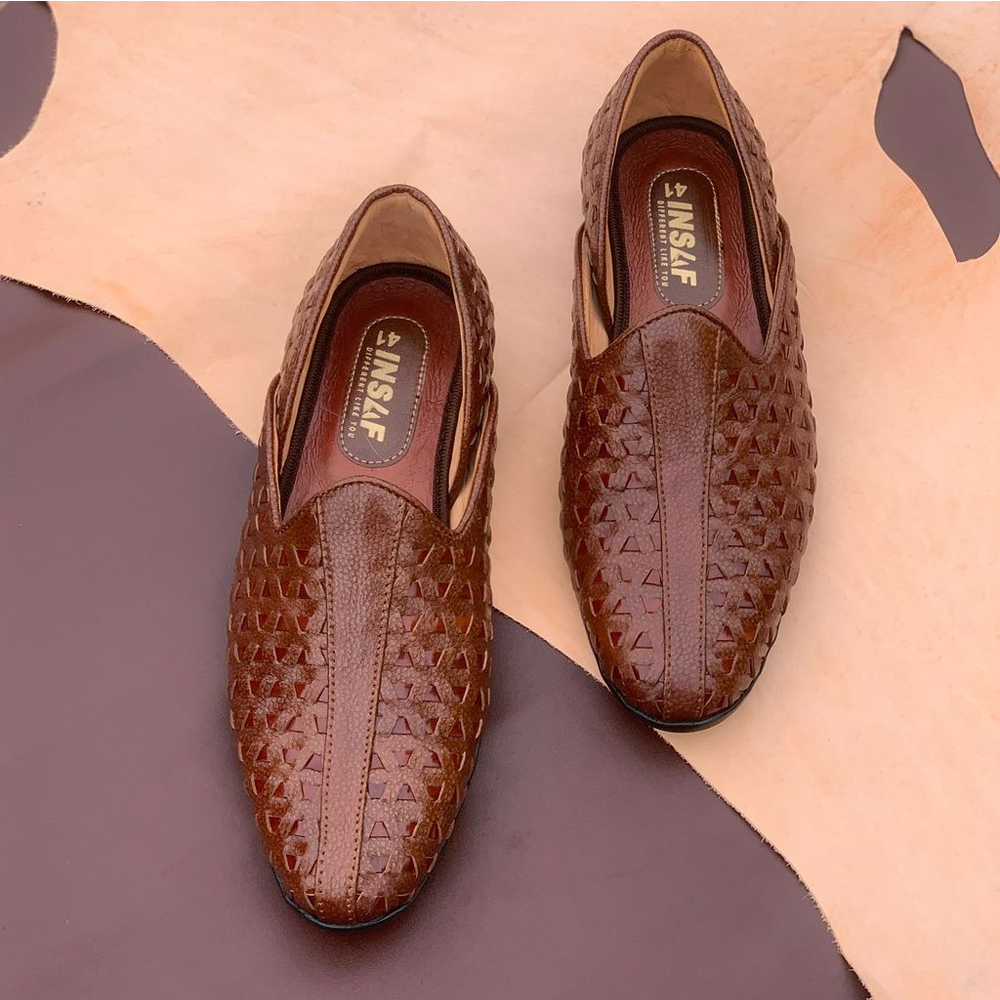 Royal Stitch Mojari Shoes for Men - Cognac Brown