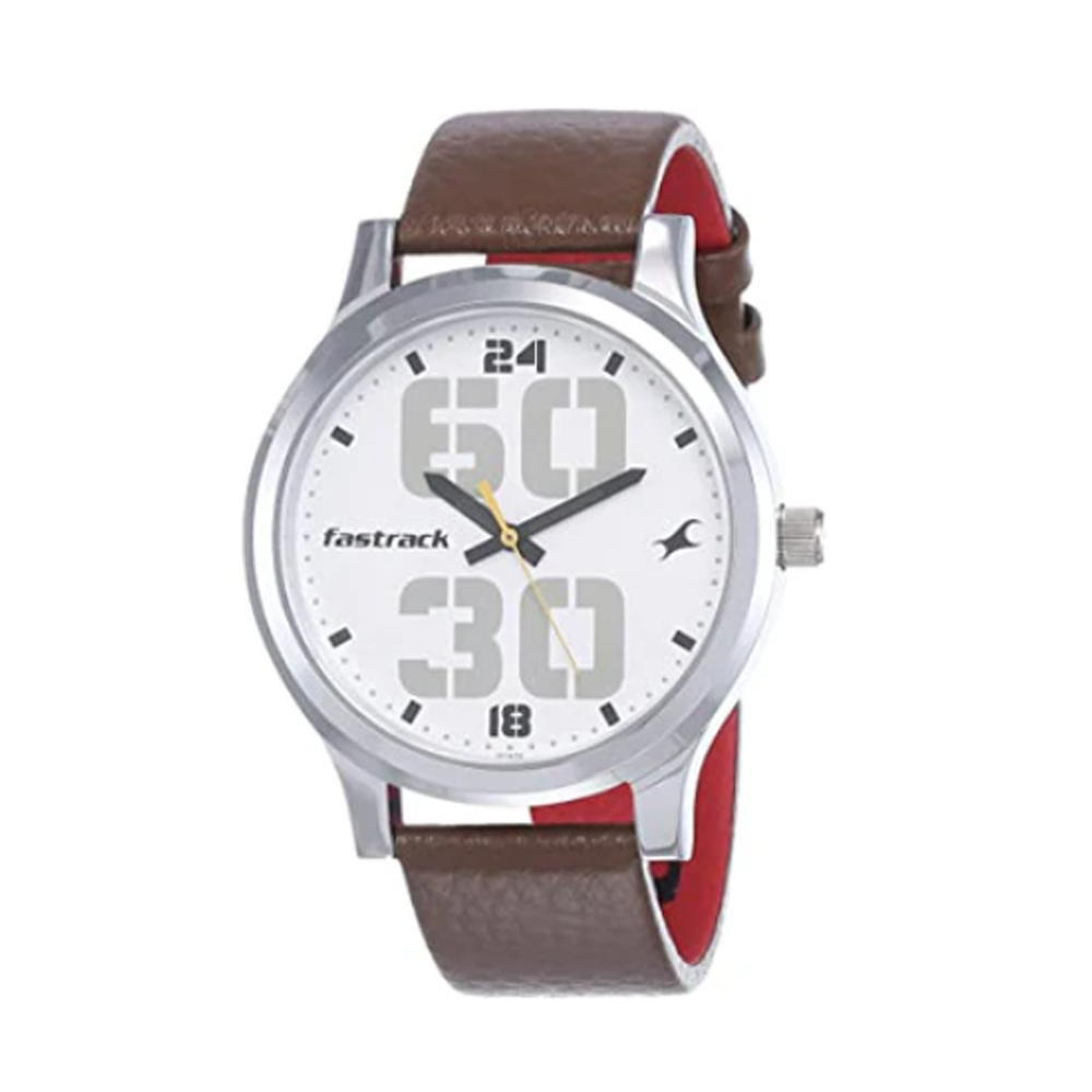 Fastrack NL38051SL06 Bold Analog White Dial Mens Watch - Brown