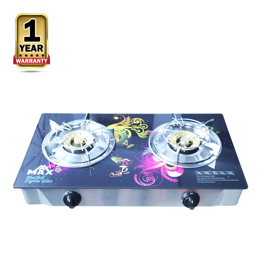 MAX MX-401 Bluebell Digital Glass Double Burner Gas Stove