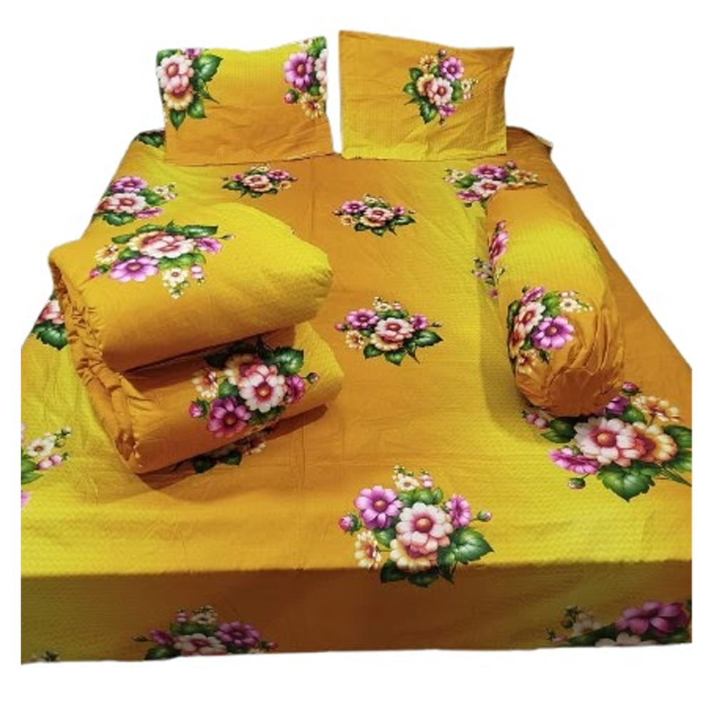 Twill Cotton King Size Five In One Comforter Set - Multicolor - CMT-73