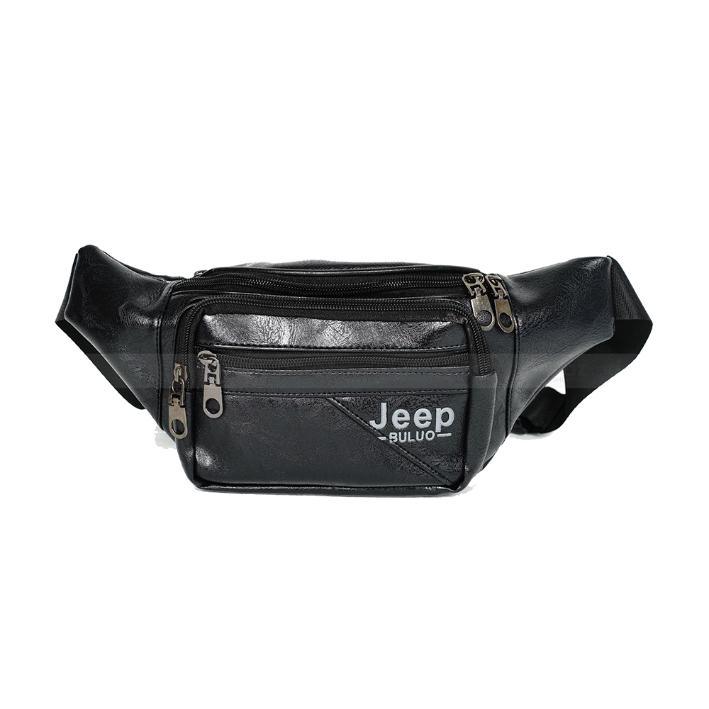 PU Leather Waist Bag For Men - Black - MS BAG 44