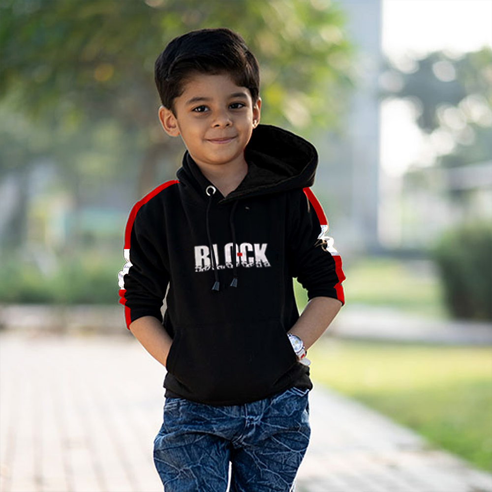 Cotton Casual Hoodies for Baby - Black and Red