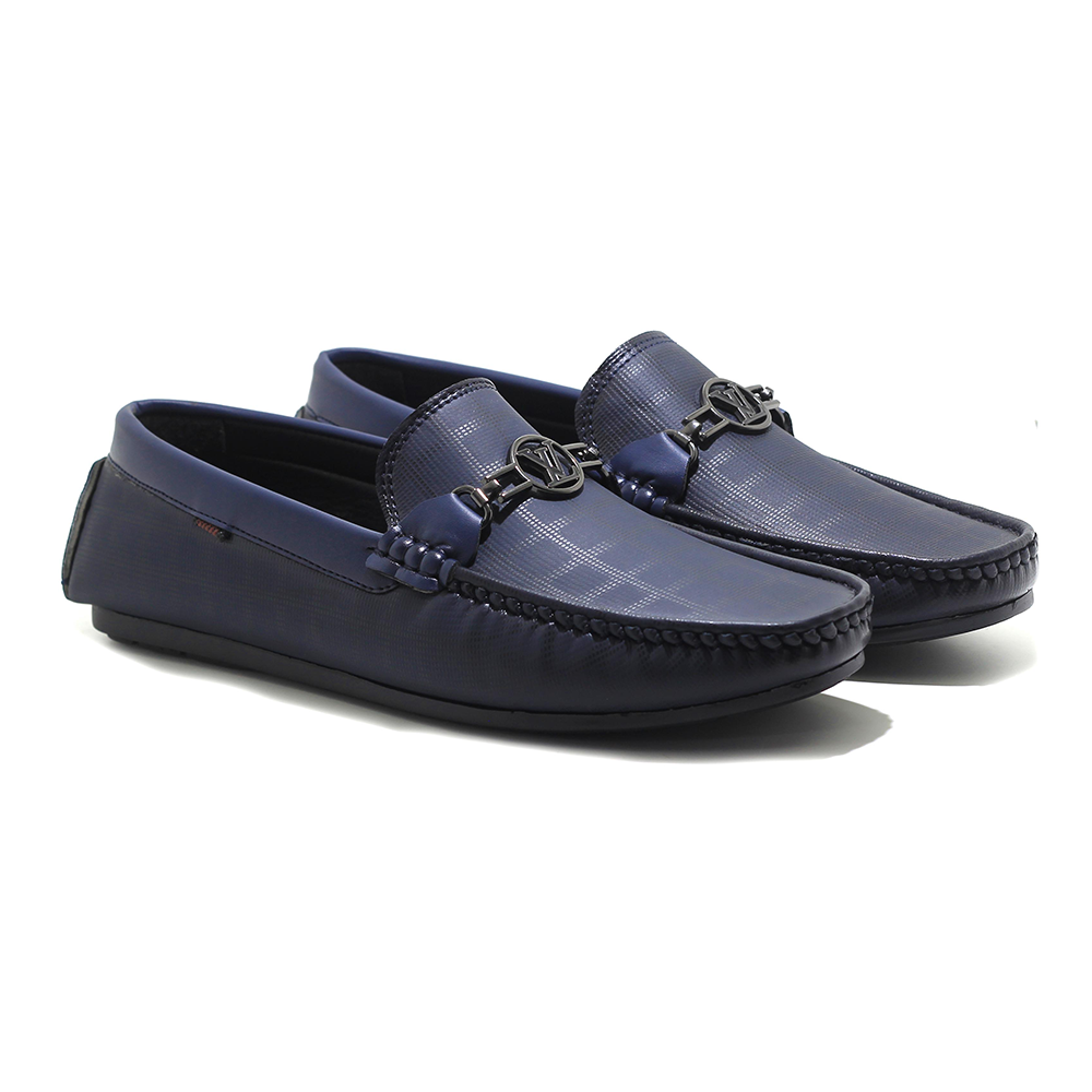 PU Leather Loafer Shoe For Men- Blue - INLo01