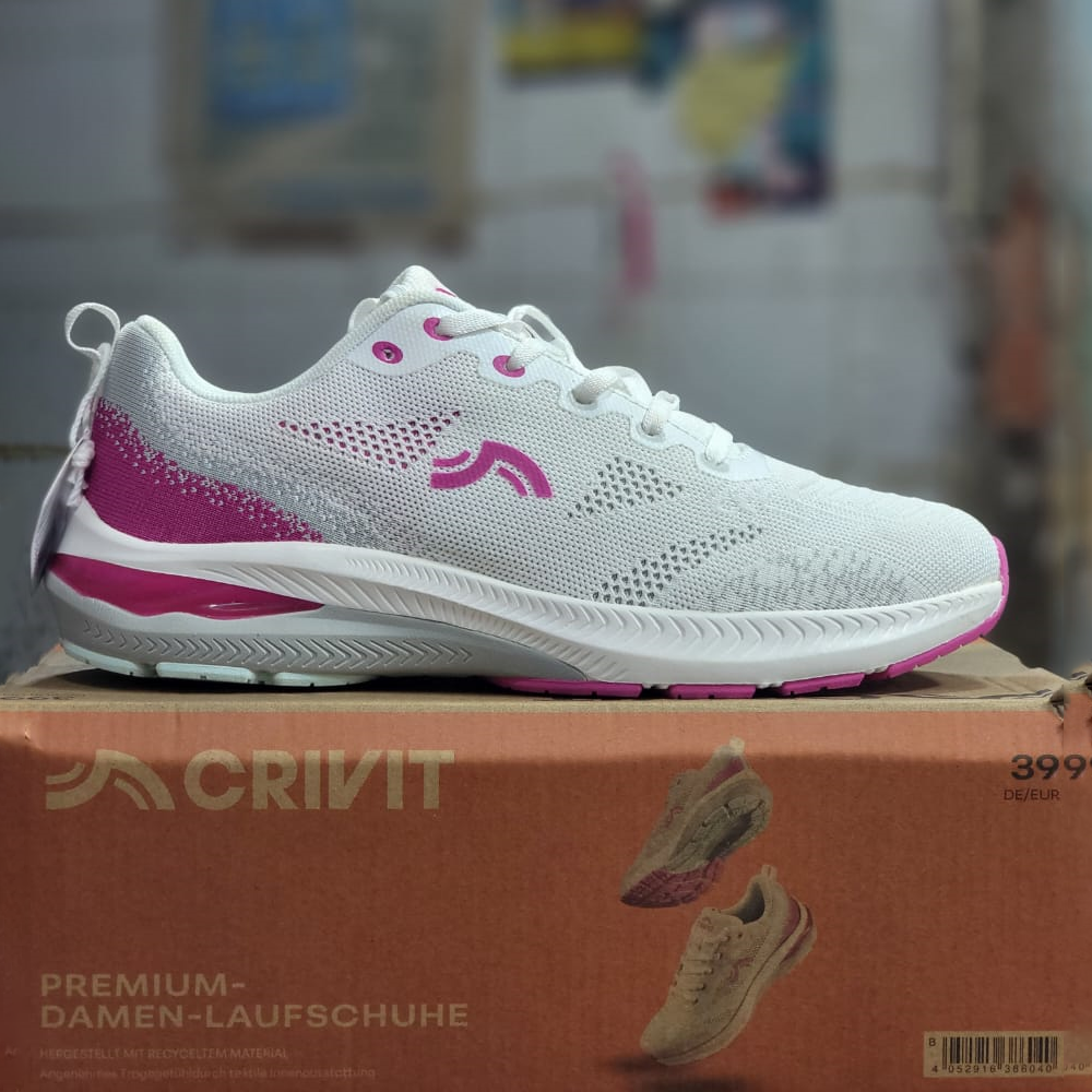 Crivit Premium Running Trainers Lace Up Sneaker Shoes For Women - White - EFS-233
