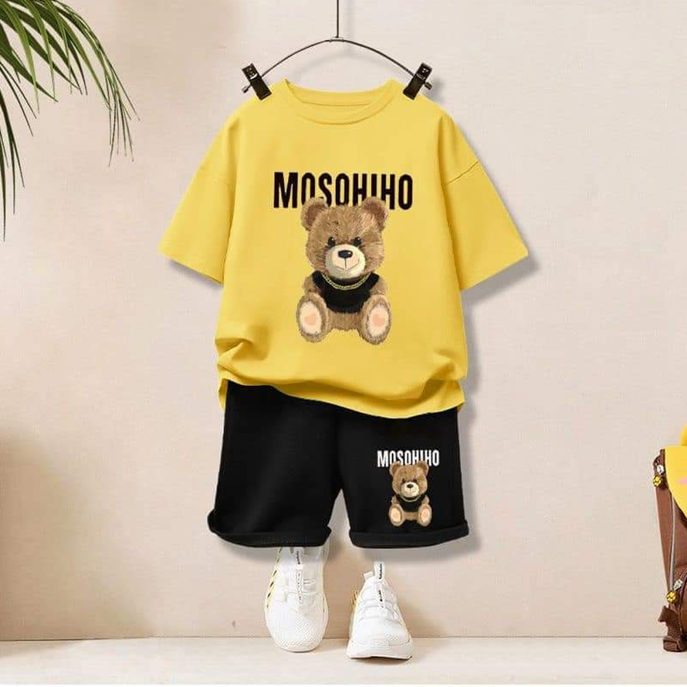 Soft Cotton T-Shirt and Pant Set For Boys - Yellow and Black