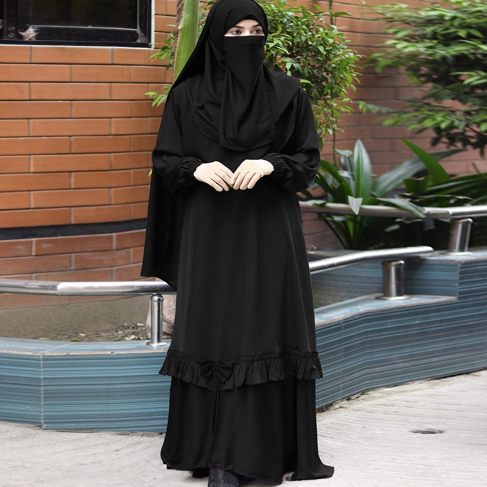 Dubai Charry Borkha and Abaya Set for Women With Hijab Niqab - Black - B_621