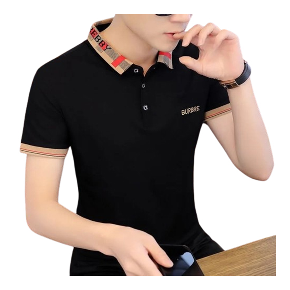 Cotton Half Sleeve Polo T-Shirt for Men - Black - PT-M19 