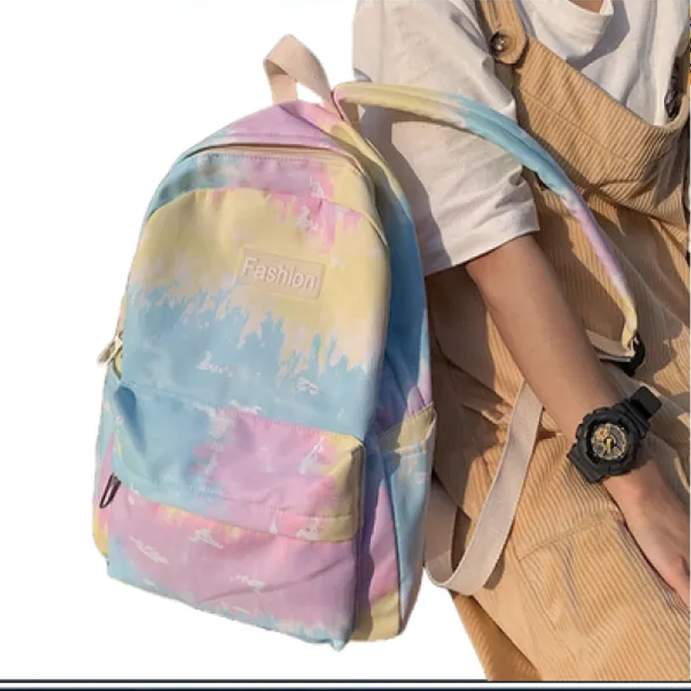 Nylon Waterproof Fashion Backpack for Women - Rainbow