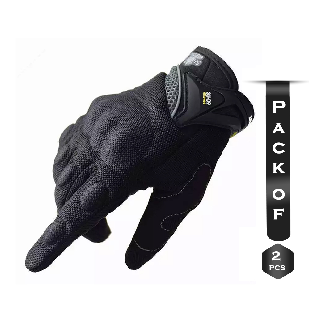 Pack Of 2 Pcs AXE Anti Skid Breathable Full Finger Motorcycle Racing Gloves