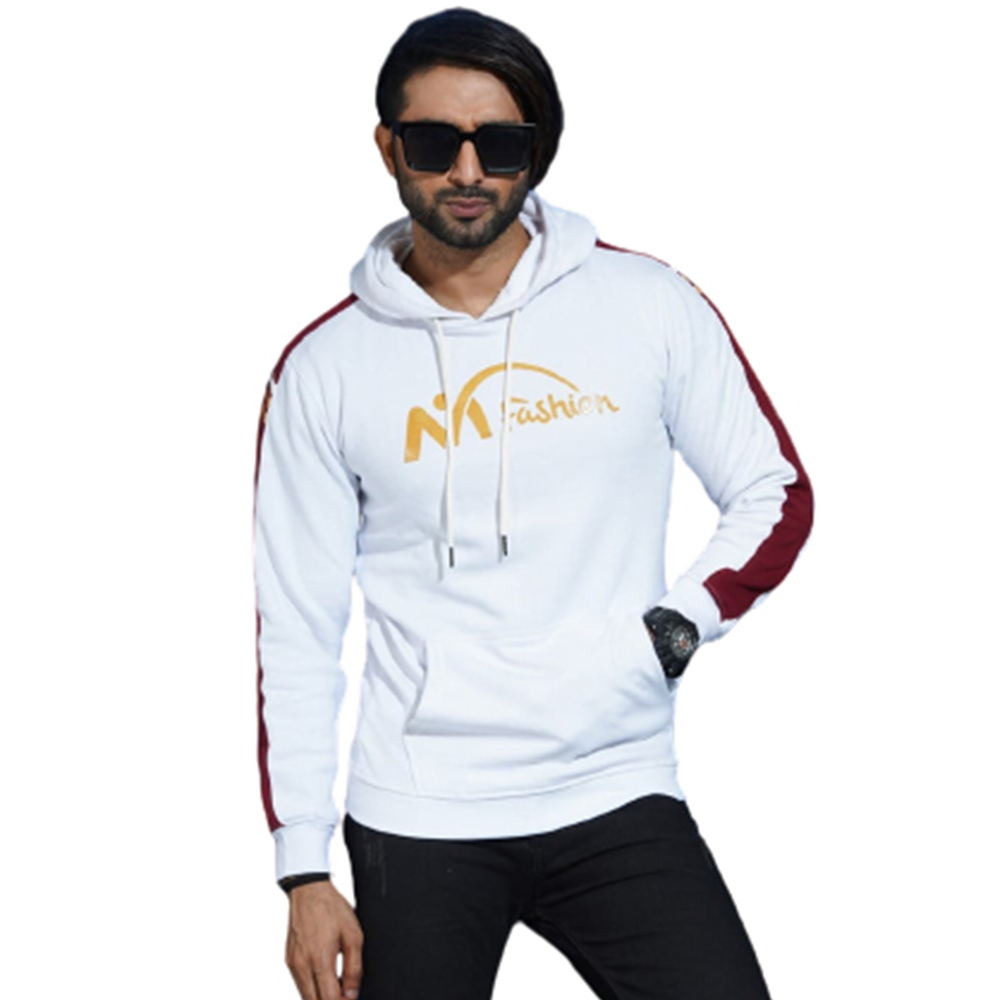 Cotton Hoodie For Men - White - H-186