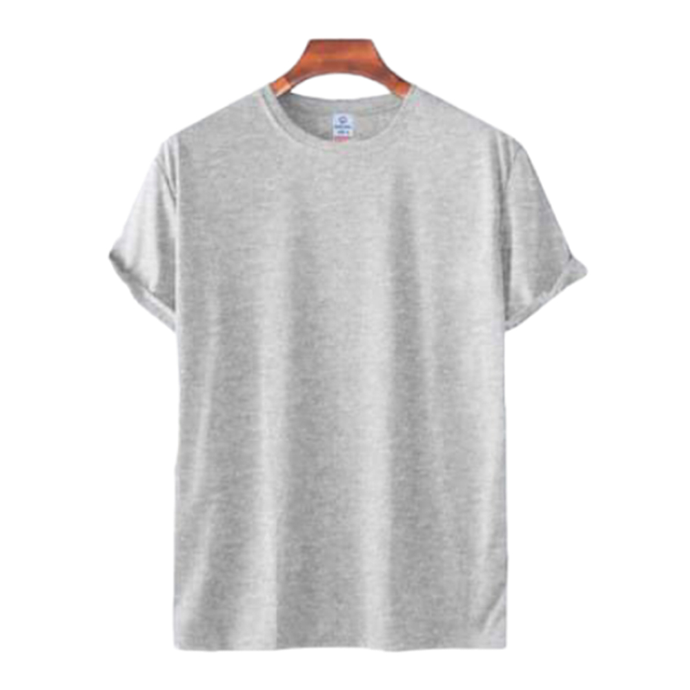 Cotton Half Sleeve T-Shirt for Men - Ash - Tso4