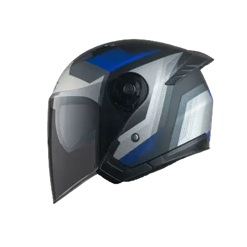 Torq Atom Half Face Helmet - M Size - Black Ash and Blue 