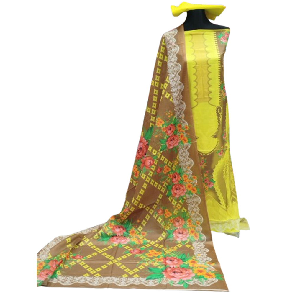 Unstitched Swiss Cotton Digital Printed Salwar Kameez For Women - Multicolor - 3A-T47